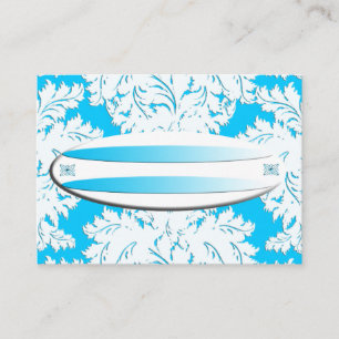 Surf's UP Light Blue Damask Name Place Card