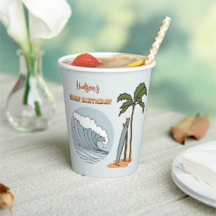 Surf's Up Ocean Wave Birthday Paper Cups