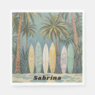 Surf's Up, Pastel Style Personalised Napkin
