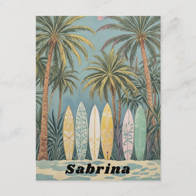 Surf's Up, Pastel Style Personalized Postcard (Front)