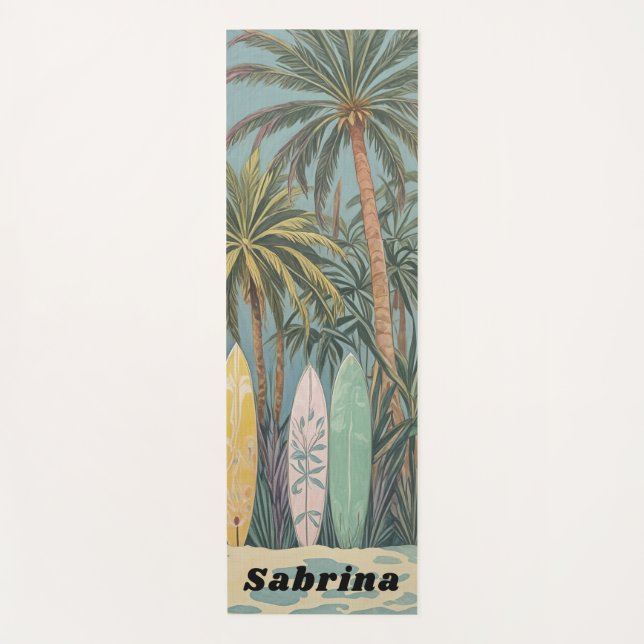 Surf's Up, Pastel Style Personalized Yoga Mat (Front)