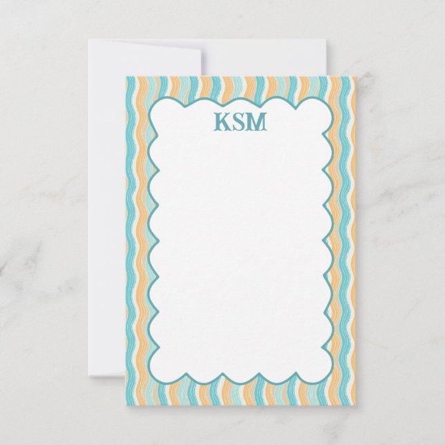 Surfs Up Personalized Monogram Stationery Thank You Card (Front)
