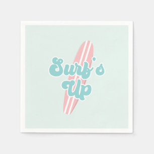 Surfs Up Pink Beach Birthday Napkin