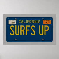 Surfs Up - Retro 1969 California License Plate Art