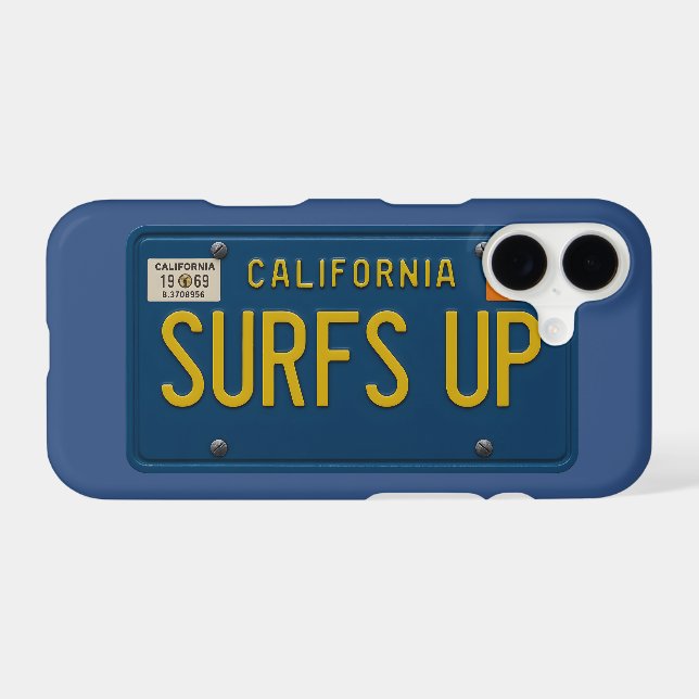 Surfs Up Retro 1969 California License Plate Phone (Verso (Horizontal))