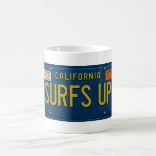 Surfs Up Retro 1969 California License Plate Surf Coffee Mug