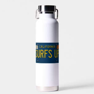 Surfs Up Retro 1969 California License Plate Surf Water Bottle