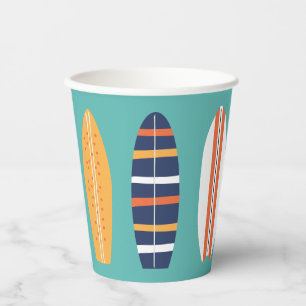 Surfs Up Retro Beach Surfboard Paper Cups