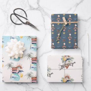 Surf's Up   Retro Summer Beach Wrapping Paper Sheet