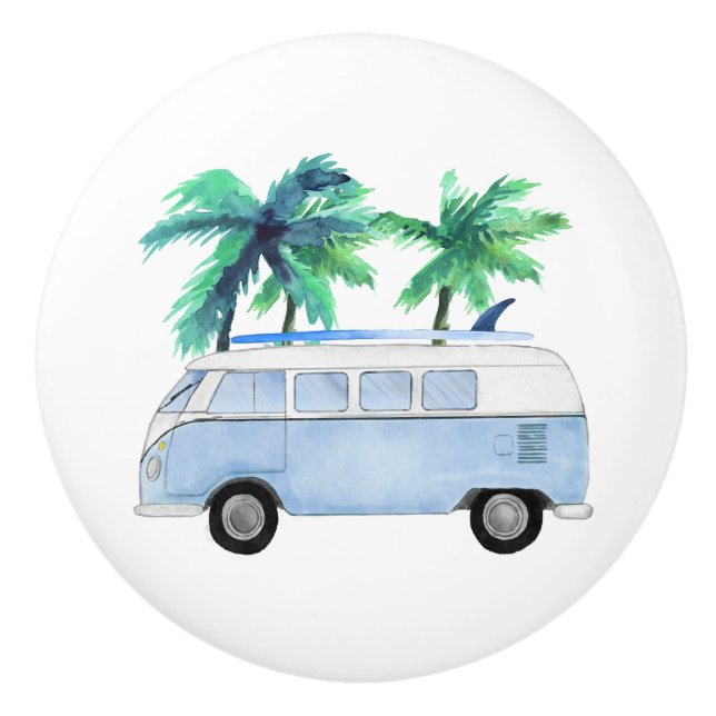Surf's Up Retro Vintage Surfboards Ceramic Knob (Front)