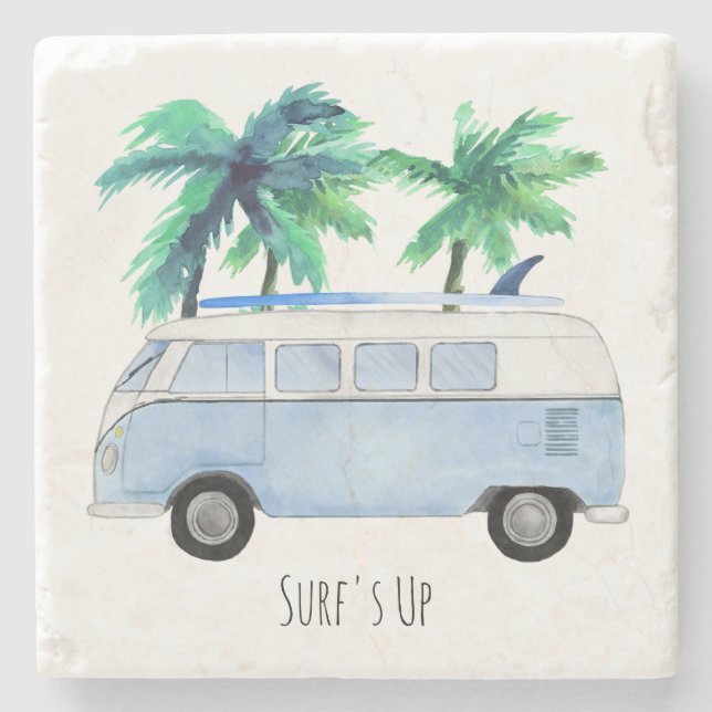 Surf's Up Retro Vintage Surfboards Stone Coaster (Front)