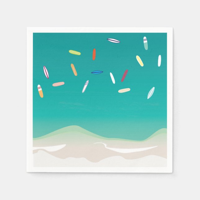 Surf's Up Summer Beach Party Paper Napkin (Front)