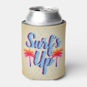 Surf's Up Summer Sunset Palm Tree Can Cooler