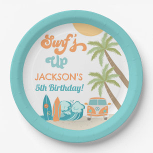 Surf's Up Surf Beach Birthday Party Paper Plates