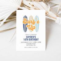 Surf's Up Surfboard Beach Birthday Invitation