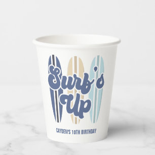 Surf's Up Surfboard Beach Birthday Paper Cups