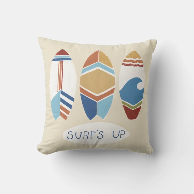 Surf's Up! Surfboards Throw Pillow (Front)