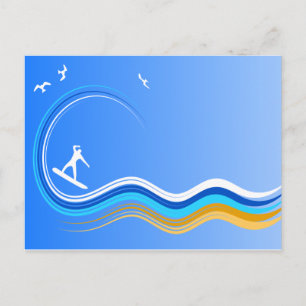 Surf's Up Surfer Surfing Post Card Postcard