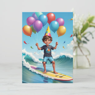 surfs up surfing beach birthday party invitations