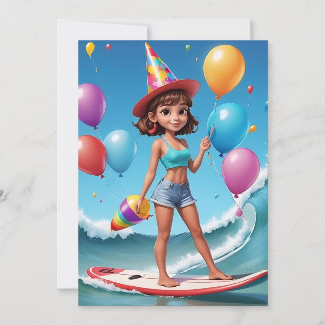 surfs up surfing plage invitations fête d'annivers (Devant)