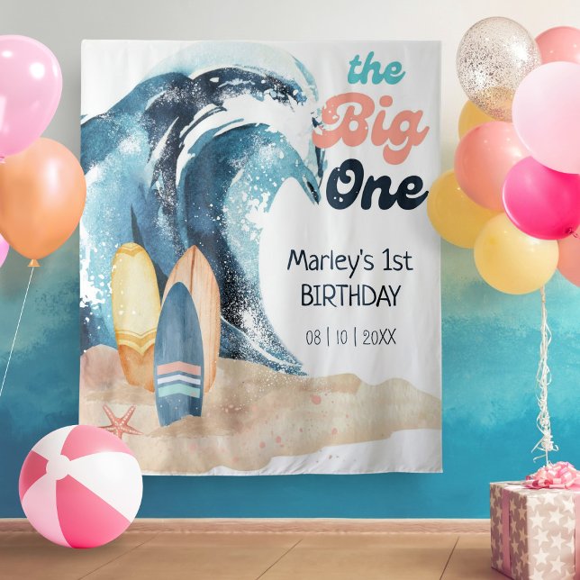 Surf's Up | The Big One Beach Baby 1st Birthday Tapestry (Creator Uploaded)