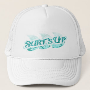 "Surf's Up" two tone hat aqua & white