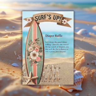 Surf's Up Vintage Floral Baby Shower Enclosure Card