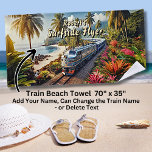 Surfside Flyer Diesel Train at the Beach<br><div class="desc">A Diesel Train on the Beach - - Change the Text to The Names you want. A Great Beach Towel for any Train Fan!  - - See Lots More Train Theme Gifts in my store - Have a look NOW! - there will be something you love!</div>