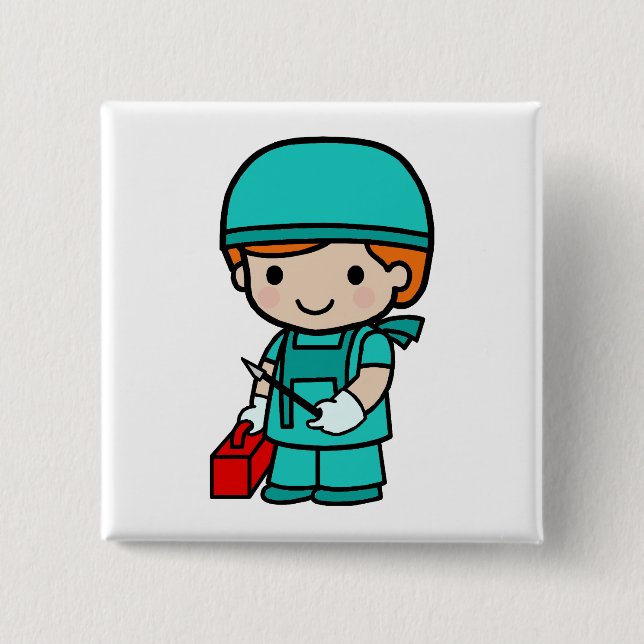 Surgeon Boy 2 Inch Square Button (Front)