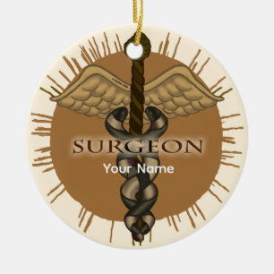 Surgeon Caduceus Premium Square Ornament