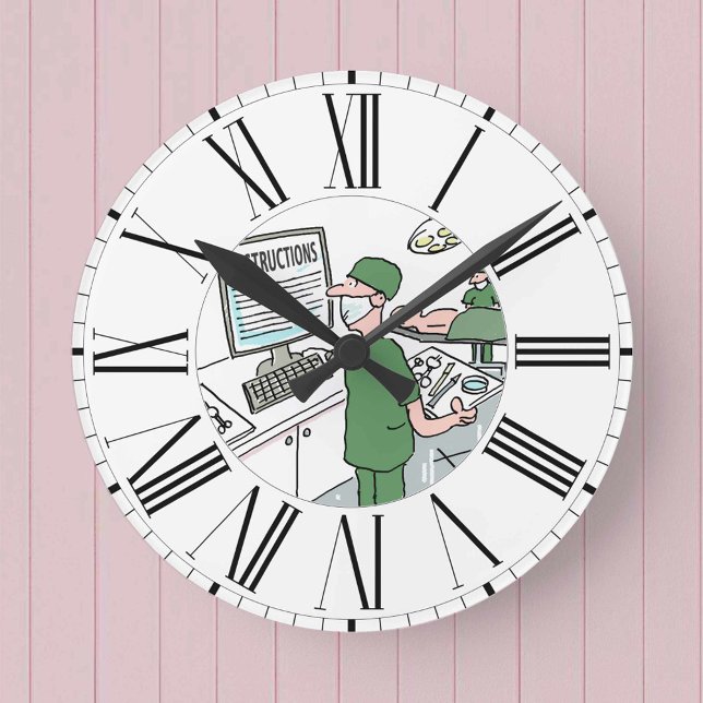 Surgeon Checks Instructions on Screen Round Clock (Creator Uploaded)