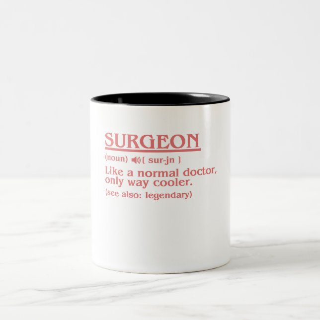 Surgeon Definition Surgery Medical Doctor Neurolog Two-Tone Coffee Mug (Center)