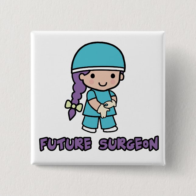 Surgeon (girl) 2 inch square button (Front)