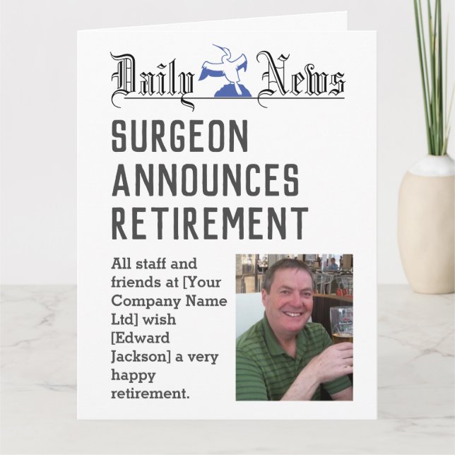 Surgeon Retirement Card to Personalise (Front)