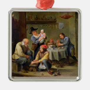 Surgeon Tending the Foot of an Old Man Metal Ornament