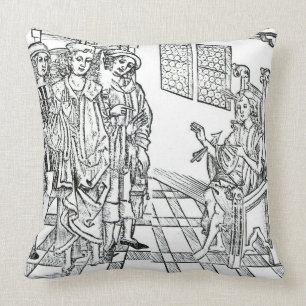 Surgeon visits a man with arrow wounds, from 'Das Throw Pillow