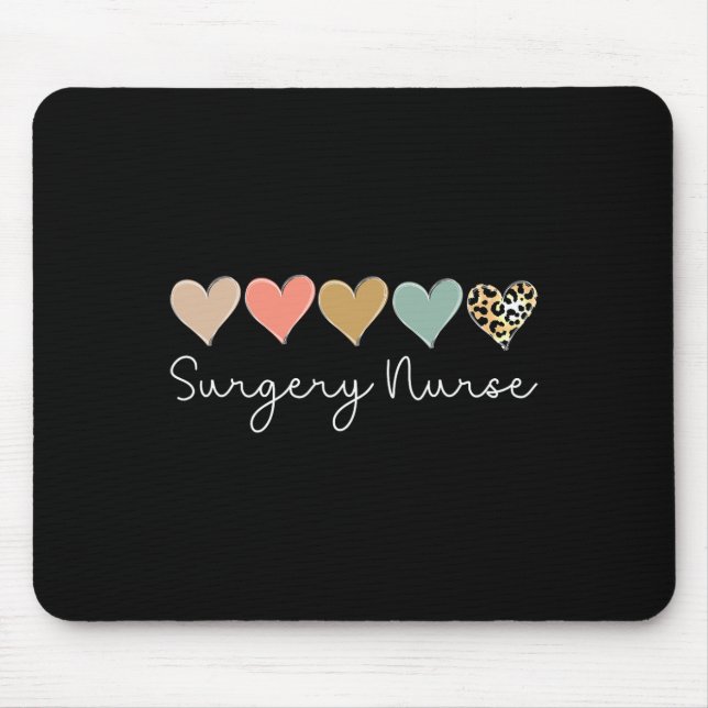Surgery Nurse Leopard Heart, Valentine's Day Nursi Mouse Pad (Front)