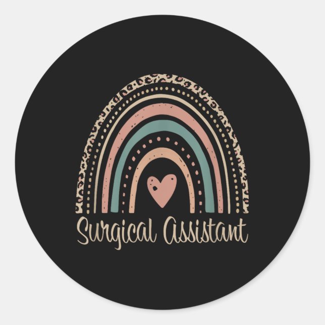 Surgical Istant Boho Rainbow Surgical First Istant Classic Round Sticker (Front)
