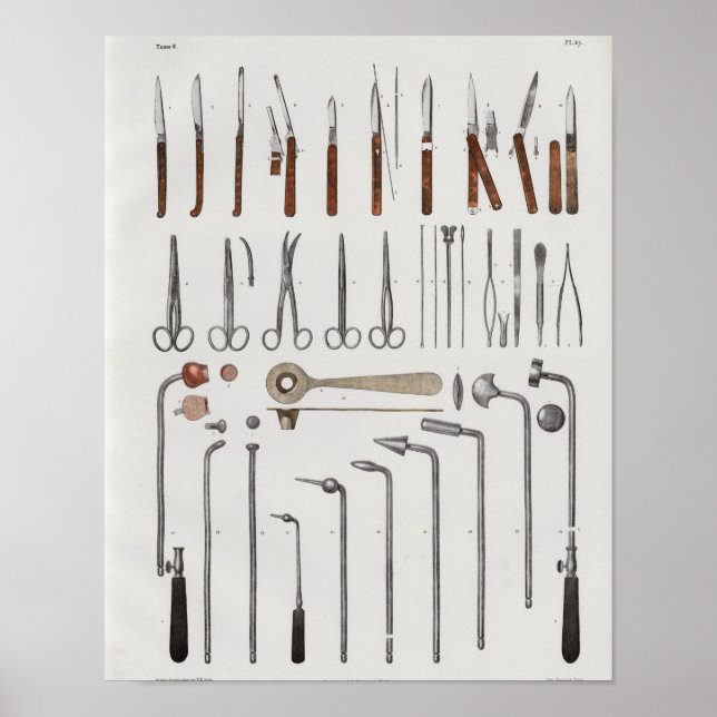 Surgical Medical Instruments Vintage Anatomy Print (Front)