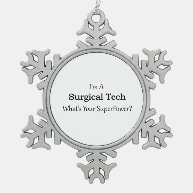 Surgical Tech Snowflake Pewter Christmas Ornament (Front)