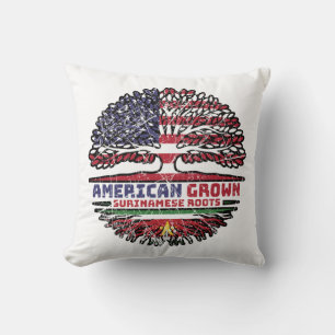 Surinam Surinamese American USA Tree Roots Flag Throw Pillow