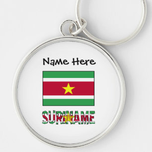 Suriname and Surinamese Flag with Your Name Keychain