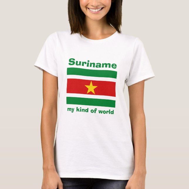 Suriname Drapeau + Carte + Texte T-shirt (Devant)