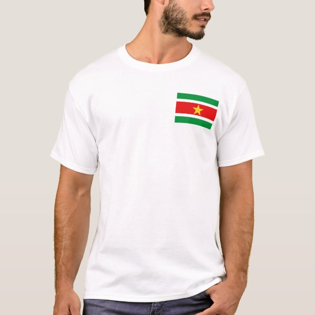 Suriname Drapeau et carte T-shirt (Devant)