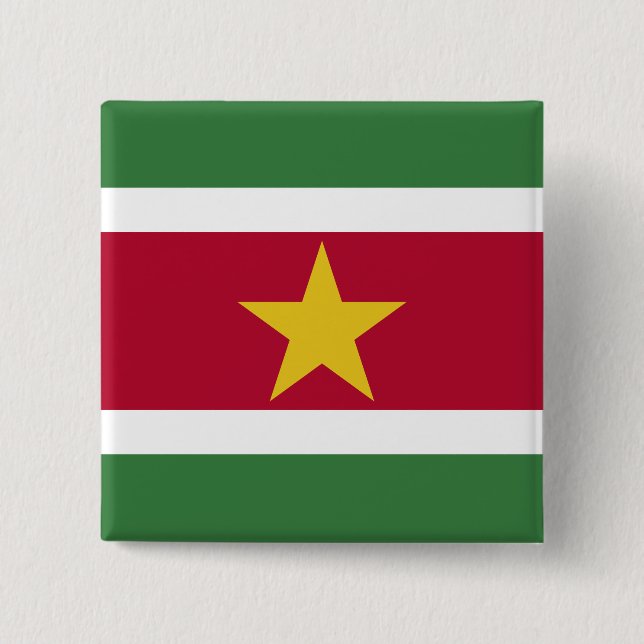 Suriname Flag 2 Inch Square Button (Front)