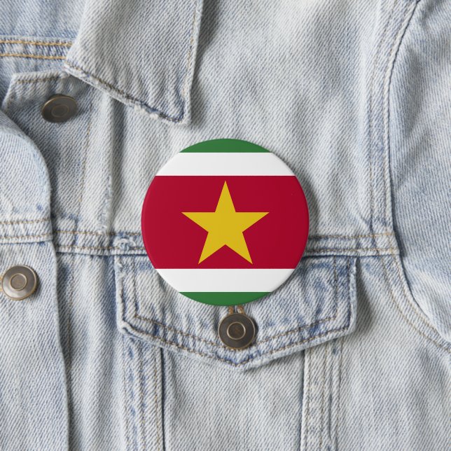 Suriname flag 3 inch round button (In Situ)