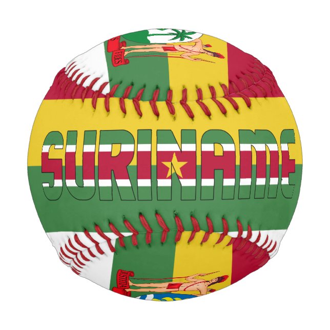 Suriname Flag and Coat of Arms Patriotic Baseball (Front)