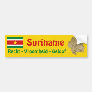 Suriname Flag and Map Bumper Sticker