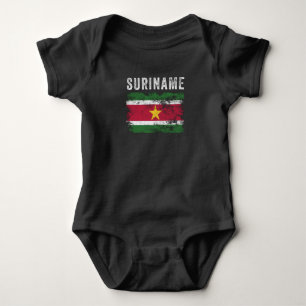 Suriname Flag Distressed Surinamese Flag Baby Bodysuit
