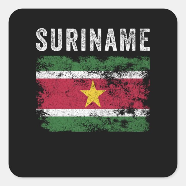 Suriname Flag Distressed Surinamese Flag Square Sticker (Front)
